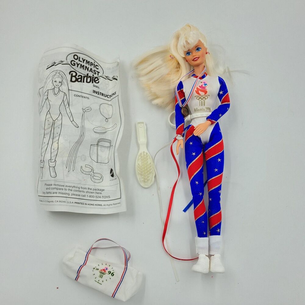 Vtg 1996 Olympic Gymnast Barbie Atlanta Mattel Doll Accessories Instructions